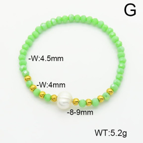 Stainless Steel Bracelet  Glass Beads & Cultured Freshwater Pearls  6B4002501vbll-908  6B4002501vbll-908