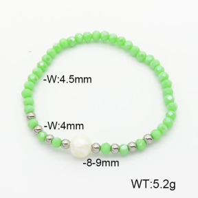 Stainless Steel Bracelet  Glass Beads & Cultured Freshwater Pearls  6B4002502ablb-908  6B4002502ablb-908