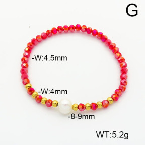 Stainless Steel Bracelet  Glass Beads & Cultured Freshwater Pearls  6B4002503vbll-908  6B4002503vbll-908