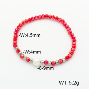 Stainless Steel Bracelet  Glass Beads & Cultured Freshwater Pearls  6B4002504ablb-908  6B4002504ablb-908
