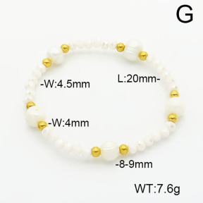 Stainless Steel Bracelet  Glass Beads & Cultured Freshwater Pearls  6B4002505vbnb-908  6B4002505vbnb-908