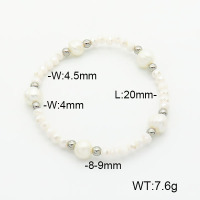 Stainless Steel Bracelet  Glass Beads & Cultured Freshwater Pearls  6B4002506bbml-908  6B4002506bbml-908