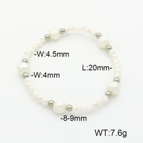 Stainless Steel Bracelet  Glass Beads & Cultured Freshwater Pearls  6B4002506bbml-908  6B4002506bbml-908