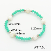 Stainless Steel Bracelet  Glass Beads & Cultured Freshwater Pearls  6B4002508bbml-908  6B4002508bbml-908