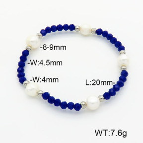 Stainless Steel Bracelet  Glass Beads & Cultured Freshwater Pearls  6B4002510bbml-908  6B4002510bbml-908