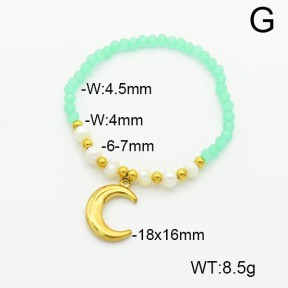 Stainless Steel Bracelet  Glass Beads & Cultured Freshwater Pearls  6B4002514bhva-908  6B4002514bhva-908