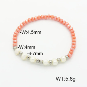 Stainless Steel Bracelet  Glass Beads & Cultured Freshwater Pearls  6B4002519bbml-908  6B4002519bbml-908
