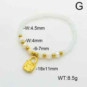Stainless Steel Bracelet  Glass Beads & Cultured Freshwater Pearls  6B4002522bhva-908  6B4002522bhva-908