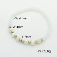 Stainless Steel Bracelet  Glass Beads & Cultured Freshwater Pearls  6B4002523bbml-908  6B4002523bbml-908