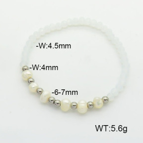Stainless Steel Bracelet  Glass Beads & Cultured Freshwater Pearls  6B4002523bbml-908  6B4002523bbml-908