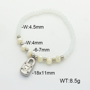 Stainless Steel Bracelet  Glass Beads & Cultured Freshwater Pearls  6B4002524abol-908  6B4002524abol-908
