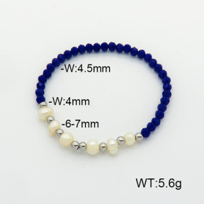 Stainless Steel Bracelet  Glass Beads & Cultured Freshwater Pearls  6B4002527bbml-908  6B4002527bbml-908