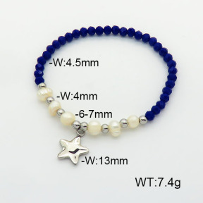 Stainless Steel Bracelet  Glass Beads & Cultured Freshwater Pearls  6B4002528abol-908  6B4002528abol-908