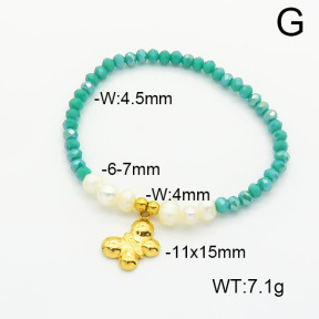 Stainless Steel Bracelet  Glass Beads & Cultured Freshwater Pearls  6B4002530vbpb-908  6B4002530vbpb-908