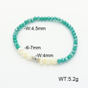 Stainless Steel Bracelet  Glass Beads & Cultured Freshwater Pearls  6B4002531bbml-908  6B4002531bbml-908
