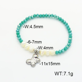 Stainless Steel Bracelet  Glass Beads & Cultured Freshwater Pearls  6B4002532bbov-908  6B4002532bbov-908