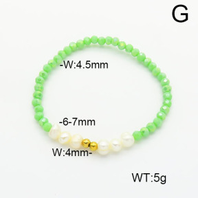 Stainless Steel Bracelet  Glass Beads & Cultured Freshwater Pearls  6B4002533bbml-908  6B4002533bbml-908