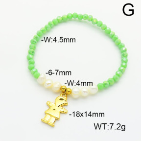 Stainless Steel Bracelet  Glass Beads & Cultured Freshwater Pearls  6B4002534vbpb-908  6B4002534vbpb-908