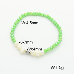 Stainless Steel Bracelet  Glass Beads & Cultured Freshwater Pearls  6B4002536bbml-908  6B4002536bbml-908