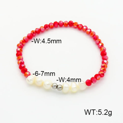 Stainless Steel Bracelet  Glass Beads & Cultured Freshwater Pearls  6B4002541bbml-908  6B4002541bbml-908