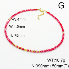 Stainless Steel Necklace  Glass Beads  6N4003750bhva-908