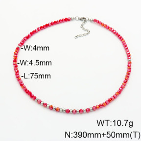 Stainless Steel Necklace  Glass Beads  6N4003752vbpb-908