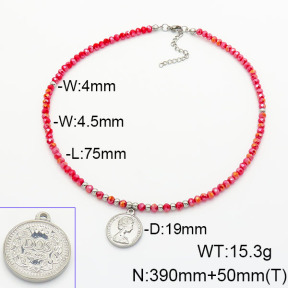 Stainless Steel Necklace  Glass Beads  6N4003753vhha-908