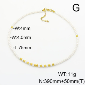 Stainless Steel Necklace  Glass Beads  6N4003754bhva-908