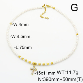 Stainless Steel Necklace  Glass Beads  6N4003755ahjb-908