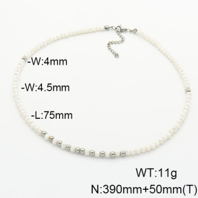 Stainless Steel Necklace  Glass Beads  6N4003756vbpb-908
