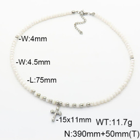Stainless Steel Necklace  Glass Beads  6N4003757vhha-908