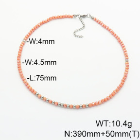 Stainless Steel Necklace  Glass Beads  6N4003760vbpb-908