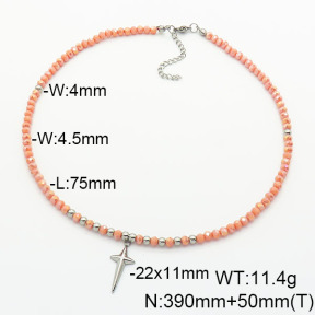 Stainless Steel Necklace  Glass Beads  6N4003761vhha-908