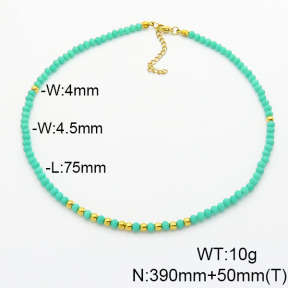 Stainless Steel Necklace  Glass Beads  6N4003762bhva-908