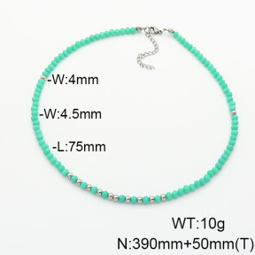 Stainless Steel Necklace  Glass Beads  6N4003764vbpb-908