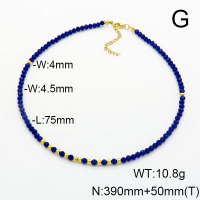 Stainless Steel Necklace  Glass Beads  6N4003766bhva-908