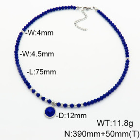 Stainless Steel Necklace  Glass Beads  6N4003769vhha-908