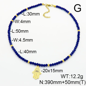 Stainless Steel Necklace  Glass Beads  6N4003771vhkb-908