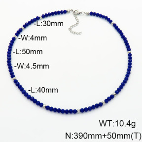 Stainless Steel Necklace  Glass Beads  6N4003772vbpb-908