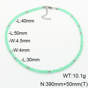 Stainless Steel Necklace  Glass Beads  6N4003776vbpb-908