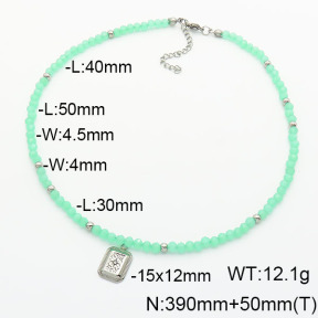 Stainless Steel Necklace  Glass Beads  6N4003777ahjb-908