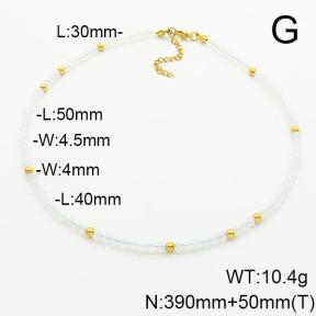 Stainless Steel Necklace  Glass Beads  6N4003778bhva-908