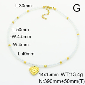 Stainless Steel Necklace  Glass Beads  6N4003779ahjb-908