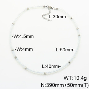 Stainless Steel Necklace  Glass Beads  6N4003780vbpb-908