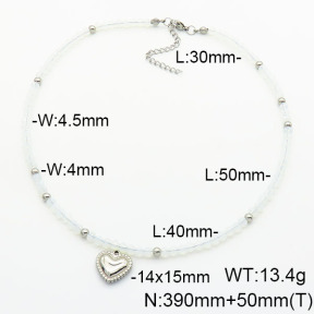 Stainless Steel Necklace  Glass Beads  6N4003781vhha-908