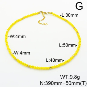 Stainless Steel Necklace  Glass Beads  6N4003787bhva-908