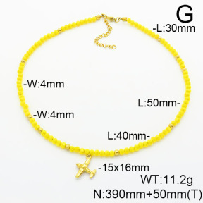 Stainless Steel Necklace  Glass Beads  6N4003788ahjb-908