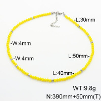 Stainless Steel Necklace  Glass Beads  6N4003789vbpb-908