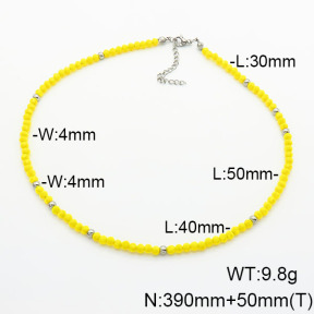 Stainless Steel Necklace  Glass Beads  6N4003789vbpb-908