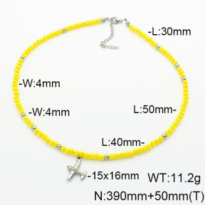 Stainless Steel Necklace  Glass Beads  6N4003790vhha-908